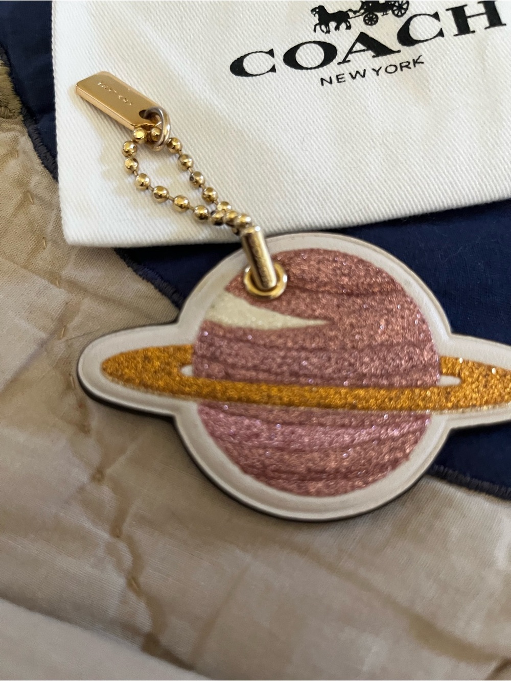 Coach Glitter Planet Bag Charm — Pink & Gold Accents - Picture 9 of 12